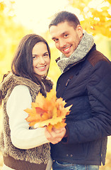 Image showing romantic couple in the autumn park