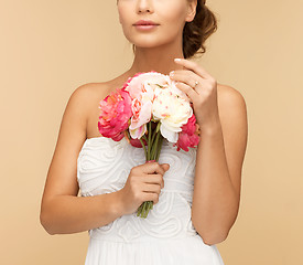 Image showing woman with bouquet of flowers