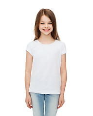 Image showing smiling little girl in white blank t-shirt