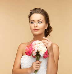 Image showing woman with bouquet of flowers