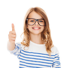 Image showing little girl with black eyeglasses