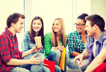 Image showing students communicating and laughing at school