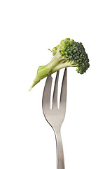 Image showing Broccoli held by a fork