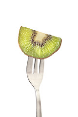 Image showing Kiwifruit held by a fork