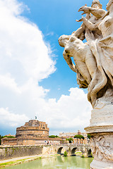 Image showing Sant Angelo Castle and Bridge in Rome, Italia.