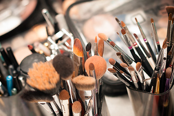 Image showing Set of professional make-up brushes