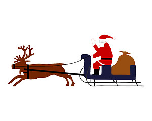 Image showing Santa Claus riding on his reindeer sleigh