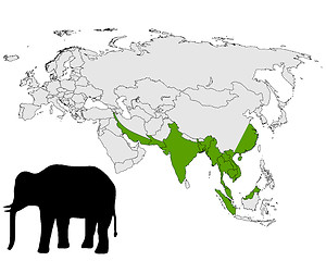 Image showing Asian elephant range