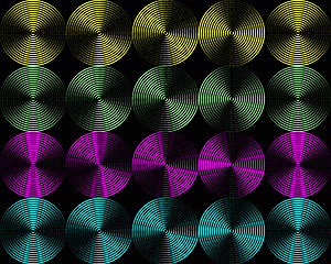 Image showing Metallic shimmering background picture out of many colored circle lines