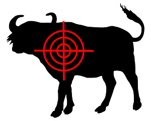 Image showing African buffalo crosshair