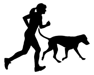 Image showing Woman jogs with dog