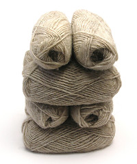 Image showing Gray new wool lying upon another on white background