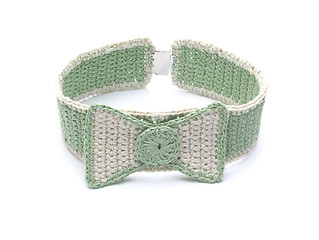 Image showing Hand worked crocheted collar with bow tie