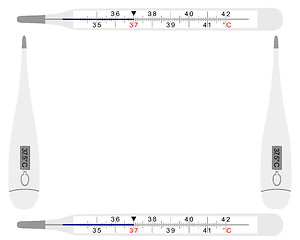 Image showing analog and digital clinical thermometers as background picture