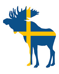 Image showing Swedish flag and moose
