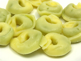 Image showing Stuffed noodles in a close-up view on white background