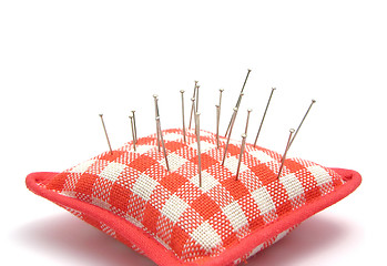 Image showing Pin cushion with several pins