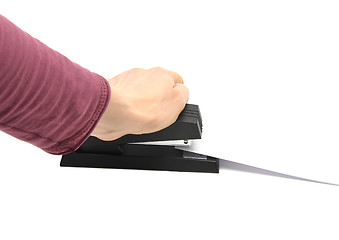 Image showing Stapler with sheet of paper