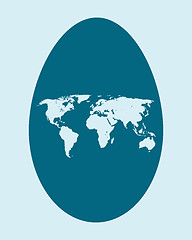 Image showing Symbolic illustration of all continents in an egg during eastern