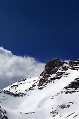 Image showing Snowy rocks with traces from avalanche