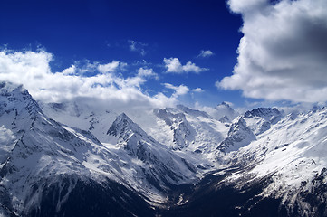 Image showing Snowy mountains at nice day