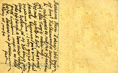 Image showing Vintage postcard with handwritten message