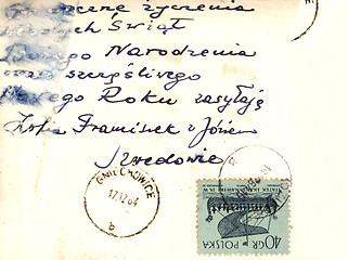 Image showing Vintage postcard with handwritten message