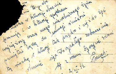 Image showing Vintage postcard with handwritten message