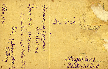 Image showing Vintage postcard with handwritten message