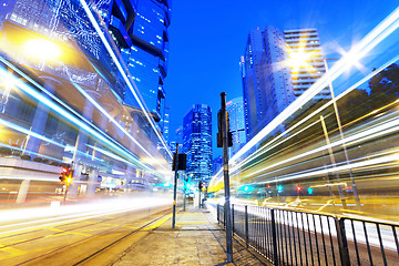 Image showing HongKong traffic light trails