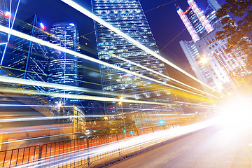 Image showing HongKong traffic light trails