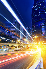 Image showing HongKong traffic light trails