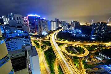 Image showing HongKong traffic light trails
