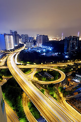 Image showing HongKong traffic light trails