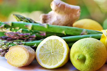 Image showing Lemons, ginger and vegetables