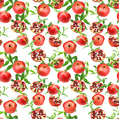 Image showing Seamless pattern of pomegranates