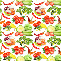 Image showing Seamless pattern with vegetables and spices