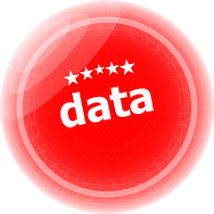 Image showing data word red web button, label, icon
