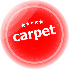 Image showing carpet word stickers red button, web icon button