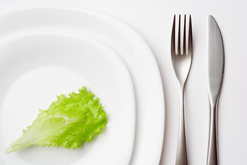 Image showing place setting with lettuce leaf