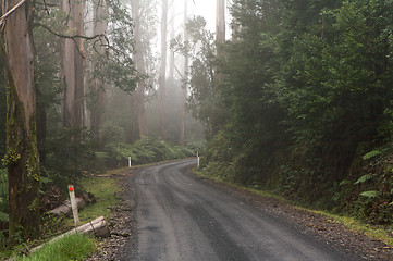 Image showing Curved Road With Road Markers Journey Road