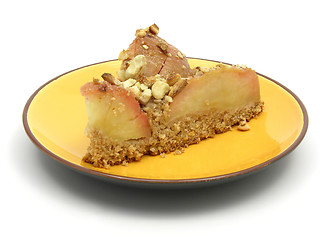 Image showing One slice of a wholemeal apple cake 