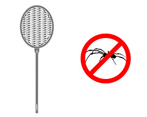 Image showing Spider swat with prohibition sign for spiders