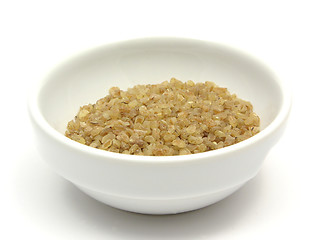 Image showing A close-up view on bulgur wheat groats in a bowl of chinaware