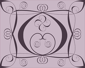 Image showing Design background with hearts and spirals on lilac