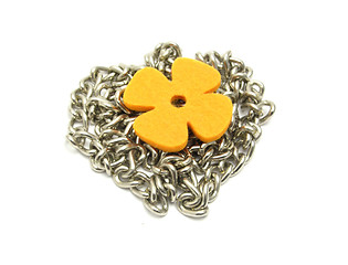 Image showing Flower of felt  on  a chain of metal