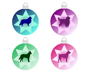 Image showing Christmas tree bauble with different dog motifs