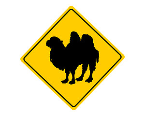 Image showing Bactrian camel warning sign