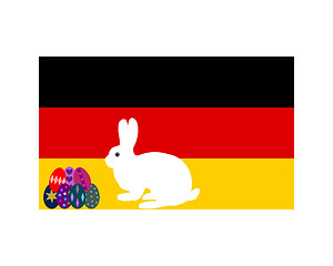 Image showing Flag of Germany with easter bunny and easter eggs