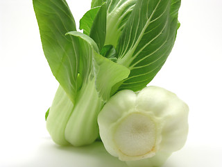 Image showing Pak choi arranged on a white background